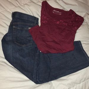 Eddie Bauer boyfriend jeans and shirt